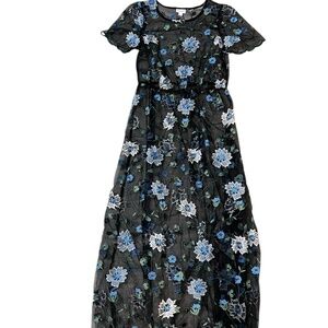 Lularoe Sheer Black Floral Maxi Dress Size M